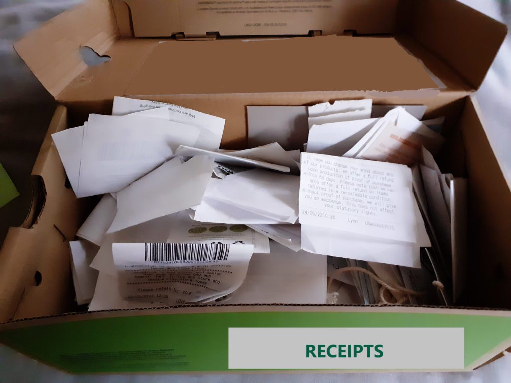 receipts in a shoebox